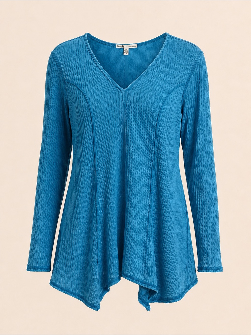 Seven7 Turquoise Waffle Knit Open Front Cardigan Top Size S
